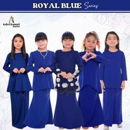 Tema Royal Blue Baju Kurung Budak Perempuan Kids Plain Lace Muslimah Terkini Kenduri Raya (Size XS-2
