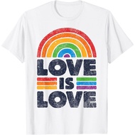Men's cotton T-shirt LGBTQ Love Is Love Gay Pride LGBT Ally Rainbow Flag Vintage T-Shirt