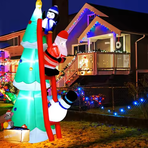 1.8m/6FT Christmas Decoration Inflatable Toys Climbing Ladder Tree WithLED Lights Indoor Inflatable 