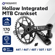 PROWHEEL MTB Hollowtech Crankset 104BCD 32T/38T/42T/52T Single Chainring Crank Arm Set