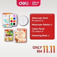 Deli Portable Solid Watercolor Paint Coloring Book Painting Book Colour Pencil Watercolour Pallete