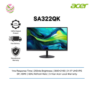 ACER MONITOR SA322QK 31.5"(IPS, 3840 X 2160, 4MS, 250CD/M², 60HZ, DP, HDMI)