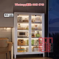 磁吸雙掩門 碳鋼座地置物櫃 陳列櫃/文件櫃/書架/收納架/矮櫃/廚櫃 Metal Kitchen Cabinet 六層/七層 180cm高 層板高度可調 靈活儲物 強化玻璃 背板電線位 可加配感應燈 