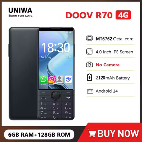 DOOV R70 4G Smart Touch Screen Keypad Mobile Phone without Camera 4.0 Inch 6GB+128GB 2120mAh Android