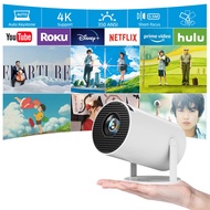 [180°Adjustable Stand] Smart Mini Projector with Android TV, Upgrade HY300 Pro Portable Projector wi