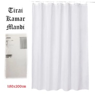 PUTIH 851 - Waterproof White Bathroom Curtain - Shower Curtain - Toilet Curtain 180 x 200