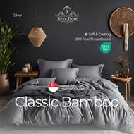 Reve Dore Cool Bamboo Bedsheet with Duvet Cover Bedsheet Set - Silver
