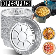 10PCS Air Fryers Disposable Aluminum Foil Plates / Round Food Tray Container / Oil Proof Aluminum Foil Tin Foil Disc for BBQ, Steaming, Cooking / Practical Kitchen Tool