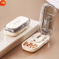 SHLY Pill Cutter Storage Box, Dustproof Divider Organizer Quartering Pill Cutter, Portable Drug Tabl