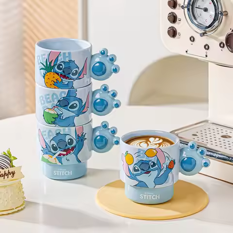 Cartoon Stitch Creative Ceramic Mug Office Milk Coffee Cup Couple Christmas Mugs High-quality Bevera