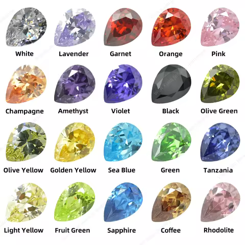 Multicolor 20Colors Pear Shape Brilliant Cut Loose CZ Stones Synthetic Gems 2x3~13x18mm nice 5A for 