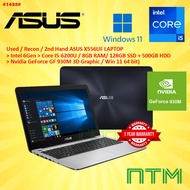 #1438 Used ASUS X556UF Notebok INTEL Core I5-6200U 8GB RAM 128GB SSD+500GB HDD Nvidia Geforce MX110 