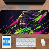 Anime Cyberpunk Girl Desk Mat, Colorful Desk Mat, Large Anime Mousepad, Anime Desk Accessory, XXL Gaming Mousepad, Large LED Desk Mat