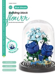 Childrens Day Gift Compatible Lego Micro Particle Potted Rose Flower Music Box Toy Simulation Sunflo