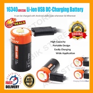 🔥USB CR123A Rechargeable Bateri 16340 RCR123A Li-Ion 650mAh 3.7V DC-Charging Rechargeable Battery🔥