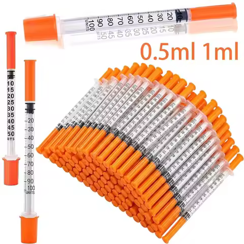 0.5ml/1ml Orange Cap Disposable Veterinary Syringe, Manual Push Pet Milk & Medicine Feeder for Cats 