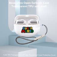 For Bose Ultra Open Earbuds Case Clear Soft Case Cartoon Mario Cute Lanyard Pendant Bose QuietComfort Ultra / QuietComfort EarBuds II Silicone Soft Case Protective Cover