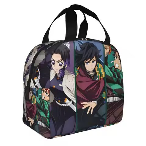 Giyu Tomioka Demon Slayer Shinobu Kocho Thermal Insulated Lunch Bags Tanjiro Kamado Resuable Lunch C
