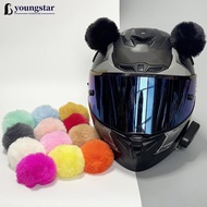 YOUNGSTAR 2Pcs Car Motorcycle Helmet Decoration Soft Plush Ball For Motocross Full Face Off Road Hel