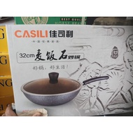 32cm wok Stainless Steel with glass lid