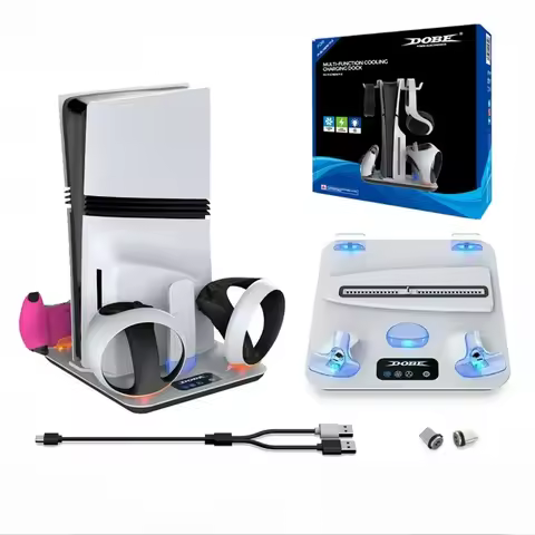Cooling and Charging Station for PS5/PS5 Slim Console/Dual Controllers & VR2/Organization Headset Ac