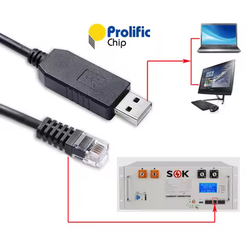 SOK SK48v100 Battery RS232 Serial Communication Cable Prolific USB RS232 to RJ11 6P6C Serial Cable