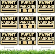 Juexica 9 Pieces 16 x 12 Inches Outdoor Event Parking Signs with Arrow Corrugated Plastic Yard Signa