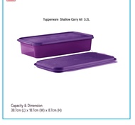 กล่องอาหาร Tupperware Shallow Carry All  3.2L สีม่วง ราคาต่อ 1ใบ