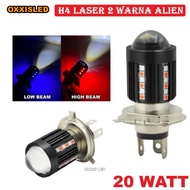 LAMPU LED UTAMA MOTOR H4 LASER 30 LED MODEL ALIEN H4 LED LASER 2 WARNA HI / LOO 20 WATT | BOHLAM LED