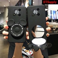 Phone Case For ZTE Blade A71 A72 A73 Back Cover Cartoon Stand Mirror Silicone Soft Cover For ZTE Bla