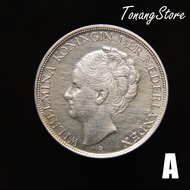 Uang Kuno Koin Perak Belanda 2,5 Gulden Wilhelmina 1943 A