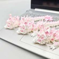 1pc Adorable 3D Printed Chinese Dragon Statue, White & Pink, Movable Joints - Ideal For Home, Office