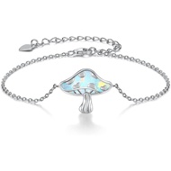 TYSO Mushroom Bracelet 925 Sterling Silver White/Pink/Blue Opal Mushroom Bracelet Jewelry Gift for W