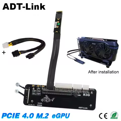 ADT-Link M.2 NVMe Edge to PCIe x16 Connector PCI-e x16 to M.2 NVMe eGPU Adapter R43SG 4.0 eGPU for N