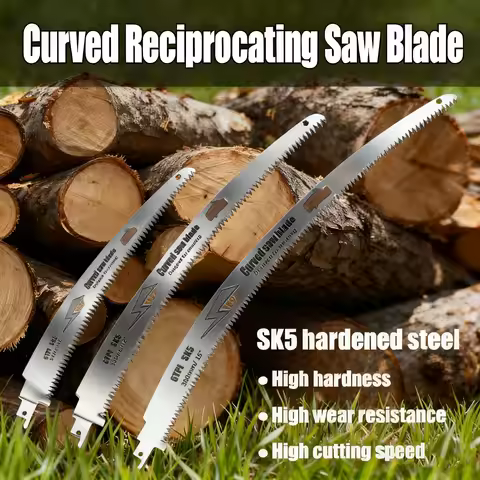 SK5 Reciprocating Saw Blades Kit 9/15/18 Inch Japanese Teeth 6TPI Curved Edge Saw Blades For Wood Pr