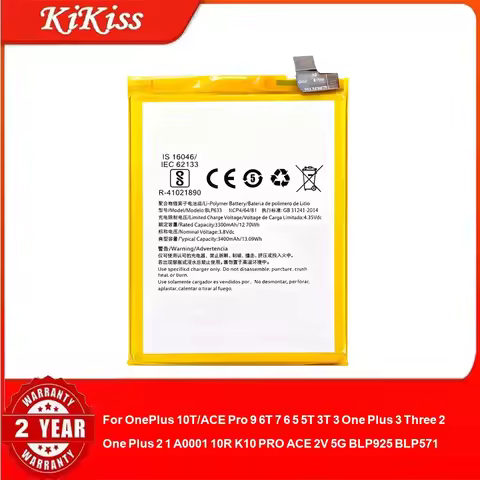 Battery For OnePlus 10T/ACE Pro 9 6T 7 6 5 5T 3T 3 One Plus 3 Three 2 One Plus 2 1 A0001 10R K10 PRO