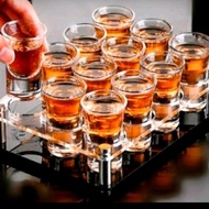 1 Set of 12 Shot Glasses 1 Mini Shot/ Sloki Glass