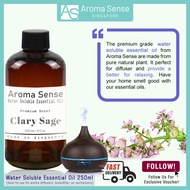 Aroma Sense Clary Sage Scent Water Soluble Essential Oil (250ml)  - Fresh & Long Lasting Fragrance f