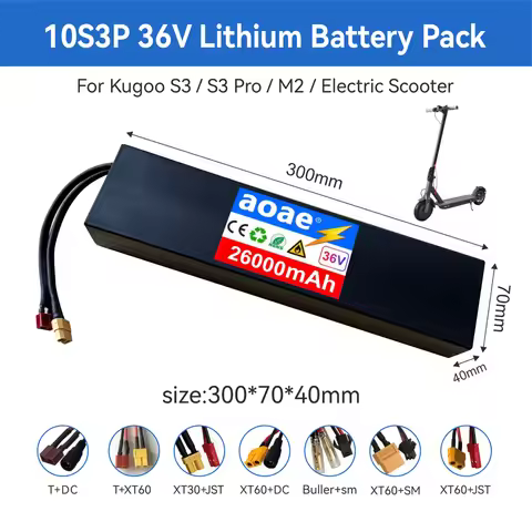 36V Electric Scooter Lithium Battery Pack 10S3P 9Ah Grade-A Cells For Kugoo S3 S3Pro M2 Built-in BMS