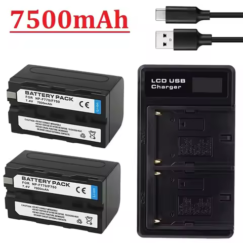 7500mAh NP F750 NP F770 F730 with LED charger for Sony NP F960 F970 NP-F550 CCD-TRV215 CCD-TR917 CCD