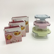 Square Glass Food Container 320ml/520ml/800ml