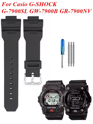 For Casio G-SHOCK G-7900SL GW-7900B GR-7900NV PU Watch Strap Rubber Silicone Watchband Diving 16mm B