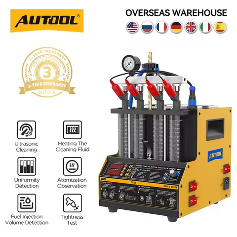 AUTOOL CT160 4‑Cylinders Car Fuel Injector Ultrasonic Cleaner Heating Cleaning & Tester Machine Petr