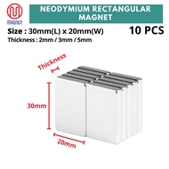 10pcs - 30mm x 20mm * 2mm / 3mm / 5mm Earth Neodymium Rectangular Magnet