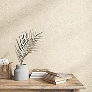 VEELIKE Neutral Cream Limewash Wallpaper Beige Concrete Wallpaper Peel and Stick for Bedroom Bathroo