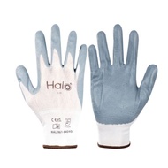 Halo Mechanical Hazard Gloves, Grey/White, Nylon Liner, Nitrile Coating, EN388: 2016, 3, 1, 3, 2, X