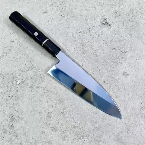 Deba Knife Single-edged Blade 9Cr18Mov Steel Ebony Handle Cleaver Sashimi Slicing Sushi Chopper Hand