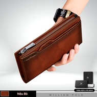 Ví dài nam IBAG ví da nam cầm tay cao cấp William POLO bóp nam da bò thật full hộp đựng ví cầm tay n