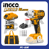 INGCO ชุดสว่านไขควงกระแทกไร้สาย แบตเตอรี่ 20v รวมแบตและที่ชาร์จ CIRLI2002