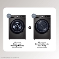 (Bundle Promo) LG 14KG Washer LG-FV1414S3B and 10KG Dryer LG-RH10VHP2B